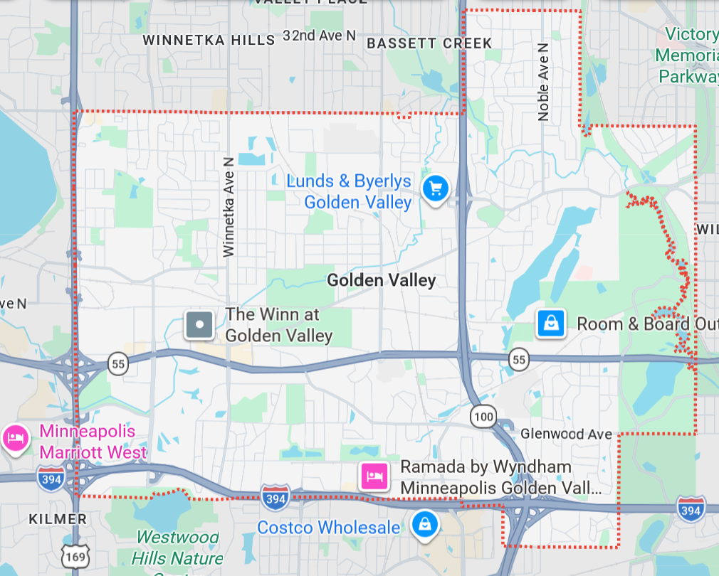 Cara's Cleaning service area covering Golden Valley, MN